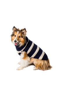 50% OFF! Navy & Cream Stripe Cowl Neck Sweater - Alpaca wool